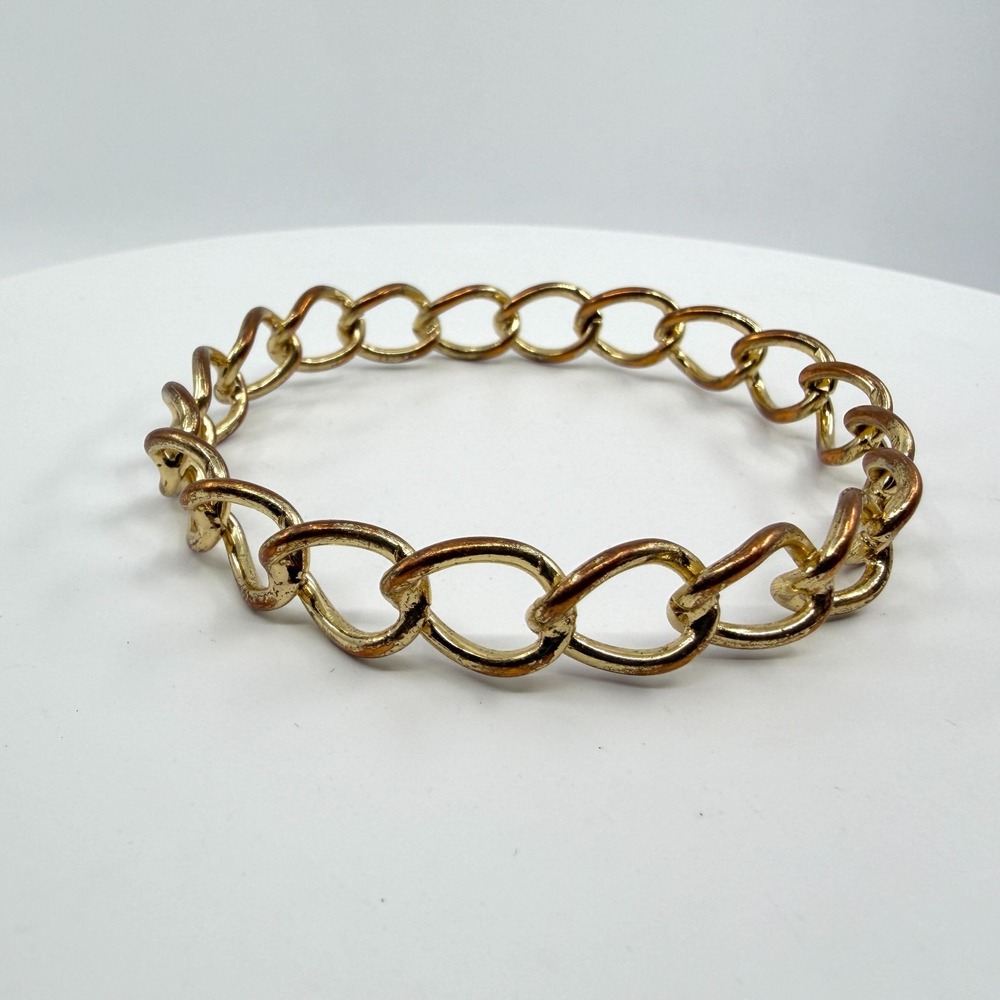 Gold Tone Chunky Link Bracelet Statement Piece Boho Festival Layering Accessory